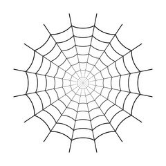 Fototapeta premium Spider web. Icon spiderweb. Cobweb cartoon. Graphic black net isolated on white background. Silhouette line spider web. Clip spiderweb. Sketch cobweb. Flat pattern net. Circle outline design. Vector