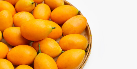 Marian plum fruit isolated on white.