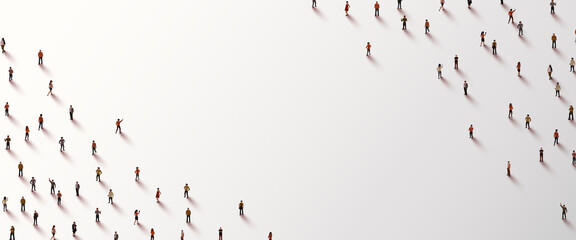 Large group of people on white background. People crowd concept.