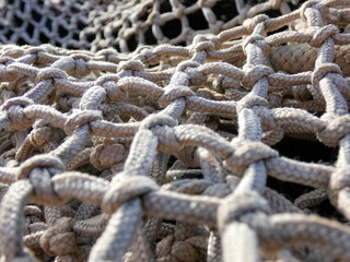 fishermen nets in port of spain blue and green ropes