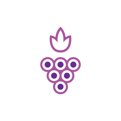 Sign grape circles outline leaf linear icon logo vector illustration.