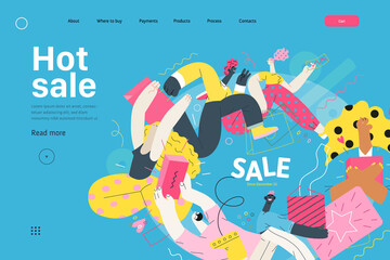 Discounts, sale, promotion, web template. Flat vector
