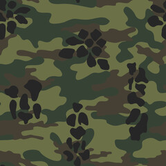 Naklejka premium Green army camouflage vector pattern. Forest texture. Ornament