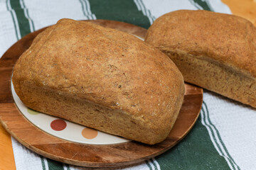 Bread freshly baked at home made with natural organic ingredients