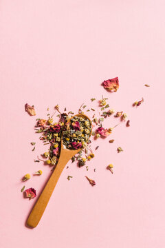 Loose Rose & Chamomile Tea on Pink