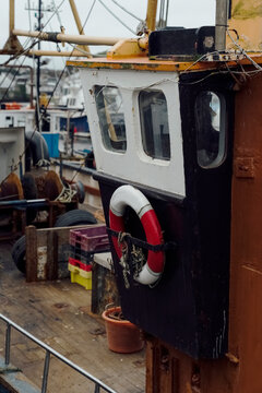 Details of Fisherman Boat with Work Gear and Ropes