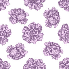 Seamless pattern with hand drawn pastel decorative cabbage