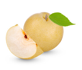 Fresh pears with leaves isolated Premium psd