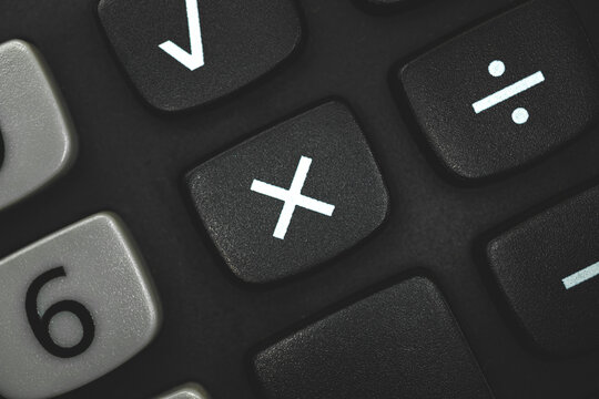 Multiply Button With Sign Amd Symbol Close Up, Calculator Close Up