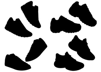 Mens sneakers in a set. Vector image.