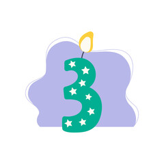 birthday candle numbers. flat vector illustration.