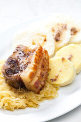 traditional Czech cuisine pork with cabbage and dumplings