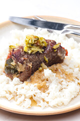 filled beef roll with rice