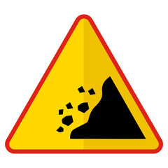 Rock Falling Area Road Concept Vector Icon Design, yellow triangle warning signs, regulatory and guide symbol on white background, Modern traffic signal stock illustration