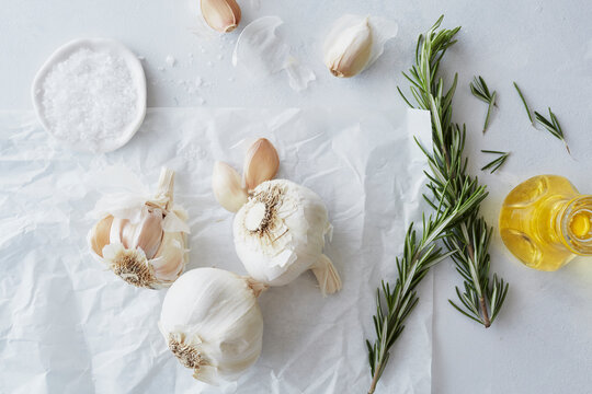 Garlic Rosemary and Olive Oil on Parchment