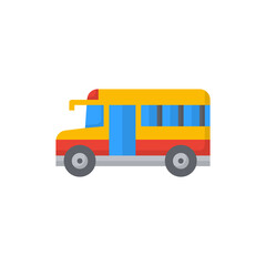 School Bus icon flat color vector