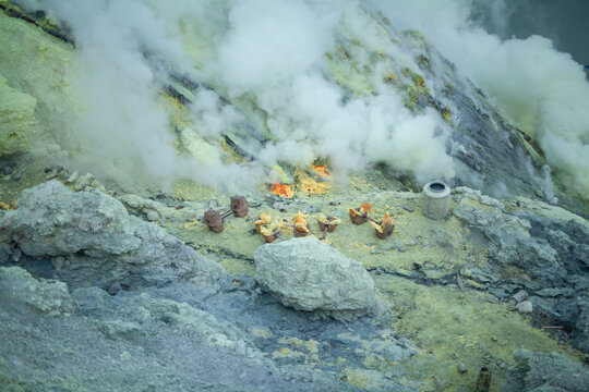 Java Travel Asia Volcano Sulfur Valley Steam