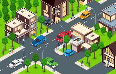 Suburban Houses Isometric View