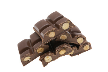 chocolate with nuts isolated