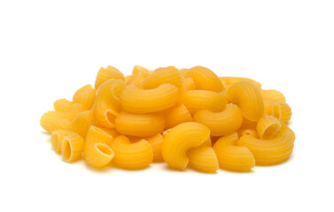 raw macaroni pasta isolated on white background