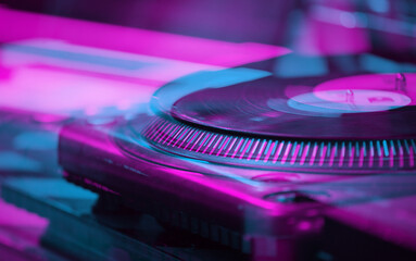 Professional dj turntable player edited with 3d stereo effect