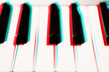Professional midi keyboard piano in 3d stereo effect