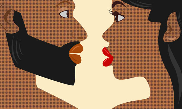 Vector Illustration of Man and Woman Face to Face