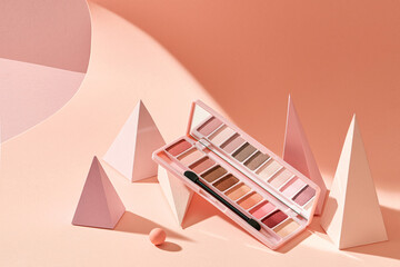 Eyeshadow palette makeup mockup. Female minimal set