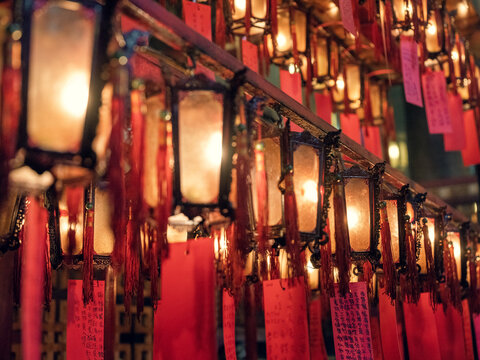 Prayer lanterns in Man Mo Temple, Hong Kong