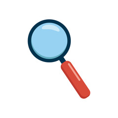 Magnifying glass isolated on white background. Search icon. Flat vector illustration