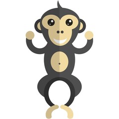 Monkey flat vector icon illustration isolated on white