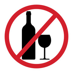 No alcohol sign isolated on white background. Vector illustration 