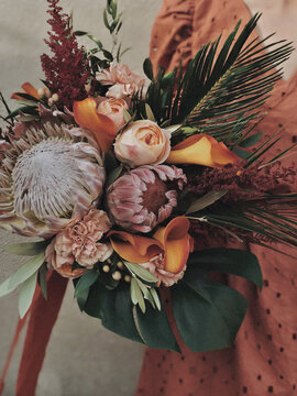 Wedding bouquet with many different flowers