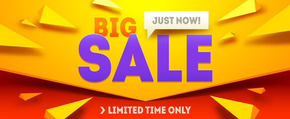 Big sale horizontal banner. Sale and discounts. Vector illustration