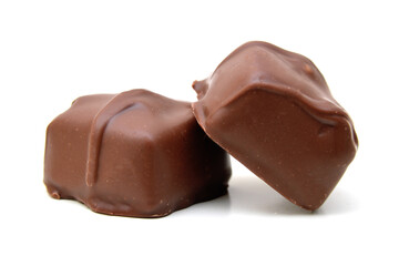 Big chocolate candy on a white background