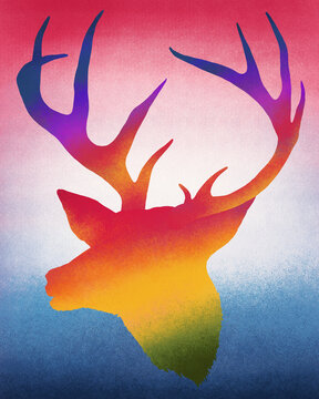 Deer Colorful Print Design
