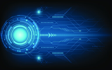 Obraz premium Digital circuit technology future, system data connection interface computer on dark blue background