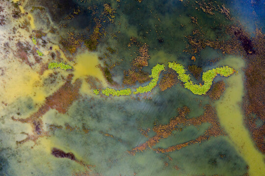 aerial view of shallow waters, abstract nature