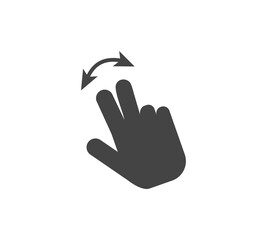 Vector icon hand presses clicks on the button on white isolated background.