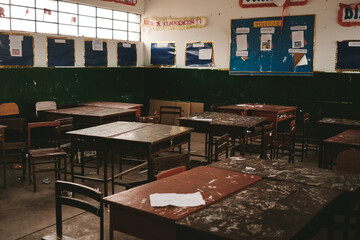messy public school classroom