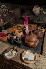 dishes in a medieval tavern, Hungary