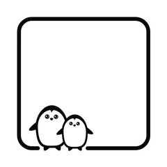 penguin frame on white background	