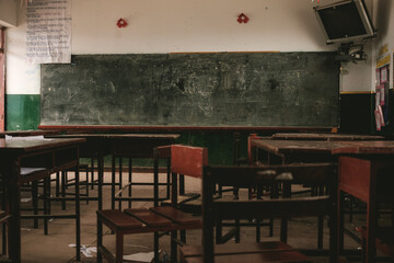 Empty school classroom