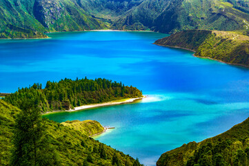 Lagoa do Fogo na Ilha de São Miguel nos Açores