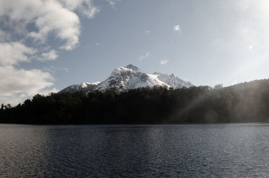 Snowy Mountain and lake in Argentina