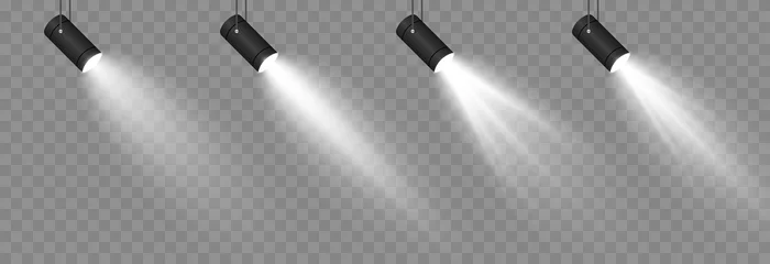 Fototapete Vector set of light. Light source, studio lighting, walls, png. Spotlight lighting, spotlight PNG. Light beams, light effect. © Vitaliy