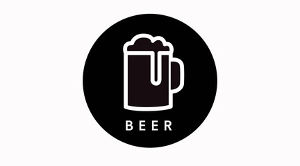 Beer Icon. Vector isolated black and white Illustration of a beer jar