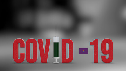 La Coruna vaccination campaign and Covid-19 3D illustration.