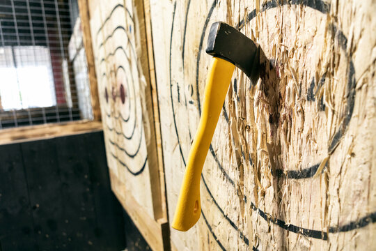 Hatchet Hits Target In Bullseye Section
