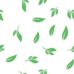 Leaves seamless pattern. Nature texture background. Leaf vector icon.